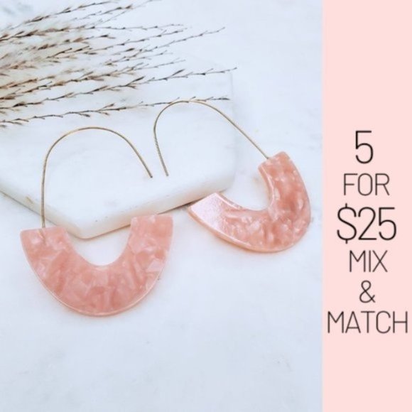 5 for $25 Pink Acrylic Hoop Resin Earrings - Picture 2 of 6